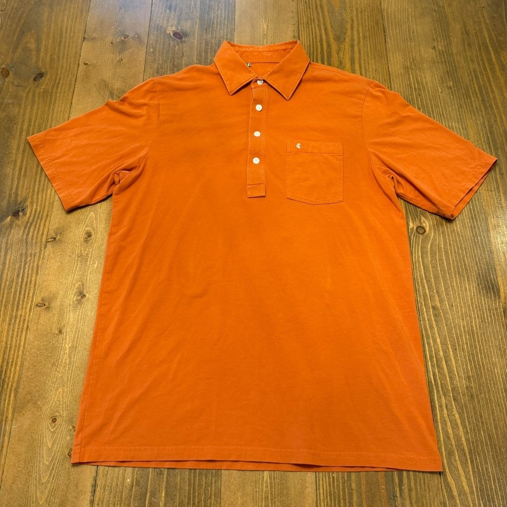Criquet Polo Shirt Mens Large Orange Jersey Pocket Stretch Golf Preppy